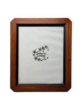 Vintage Octagon Wood Photo Frame 8x10 Stepped Wood Design Indonesian Made 1990s